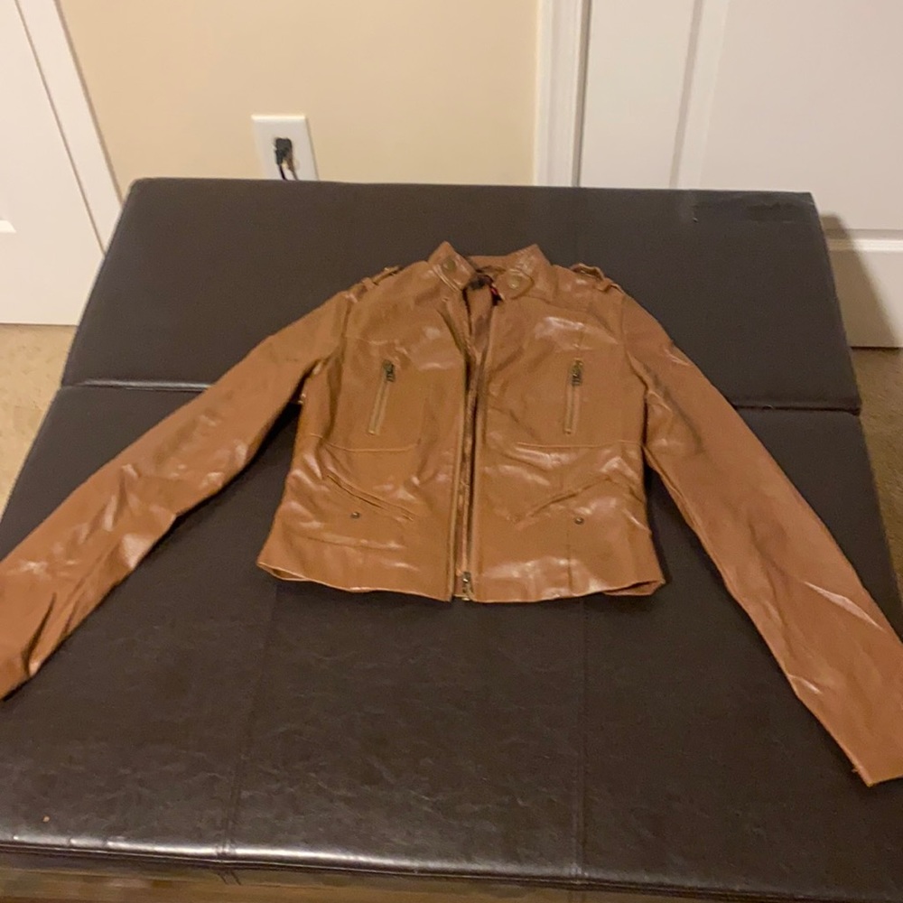 Faux leather brown jacket